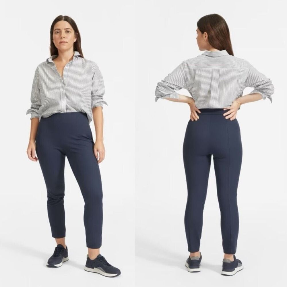 Everlane The‎ Curvy Side-Zip Stretch Cotton Pant Navy Size 8 NWT